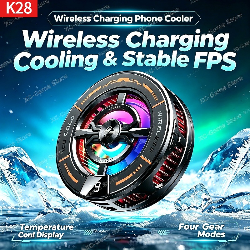 Gaming Accessories For Room - K28 ตัวทำความเย็นโทรศัพท์แบบแม่เหล็กเซมิคอนดักเตอร์พร้อมเครื่องชาร์จเร็วแบบไร้สายอุปกรณ์เสริมสำหรับเล่นเกมสำหรับไอโฟน แม็กเซฟ แอนดรอยด์