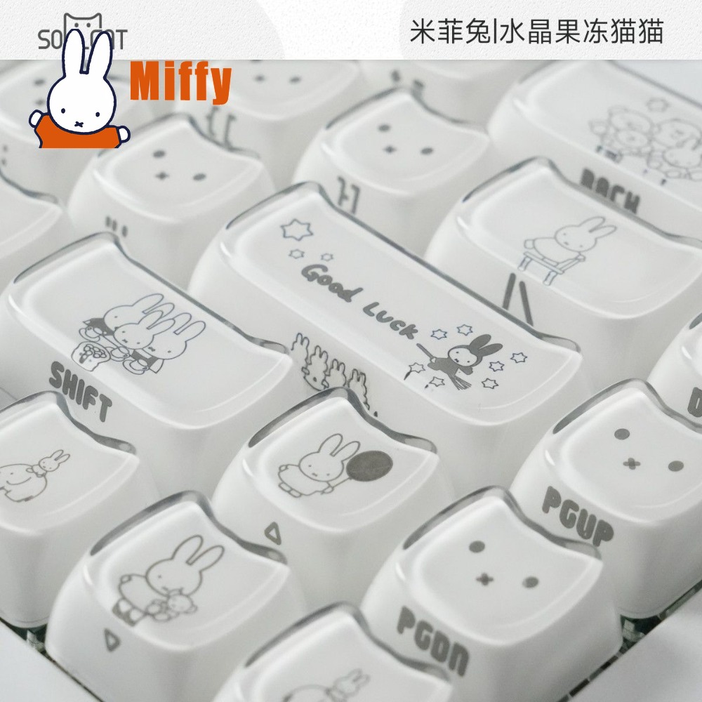 Gaming Accessories Aesthetic - คีย์แคป Miffy น่ารัก ลายกระต่าย สำหรับคีย์บอร์ดแบบกลไก คริสตัลเจลลี่