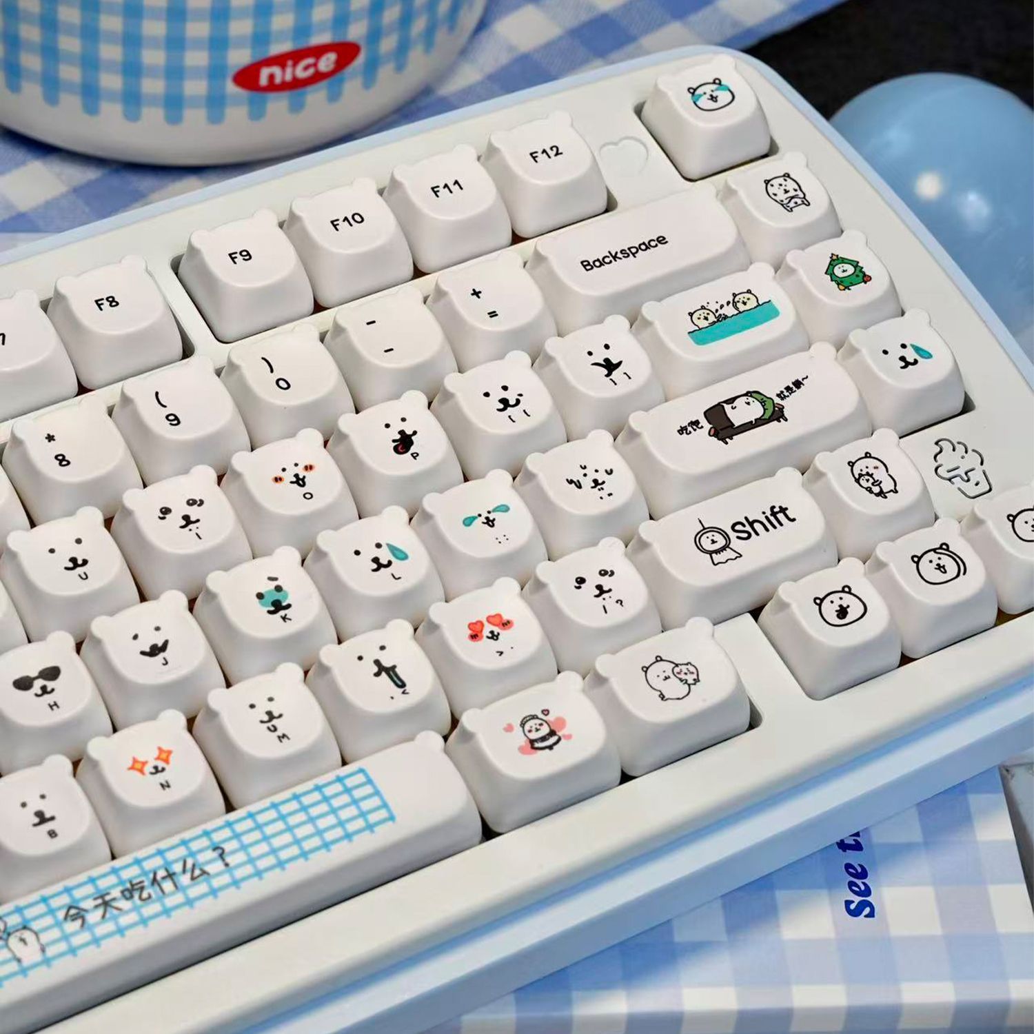 คีย์แคปการ์ตูนหมีน่ารักแบบ PBT - Gaming Accessories Aesthetic บทวิจารณ์และราคา